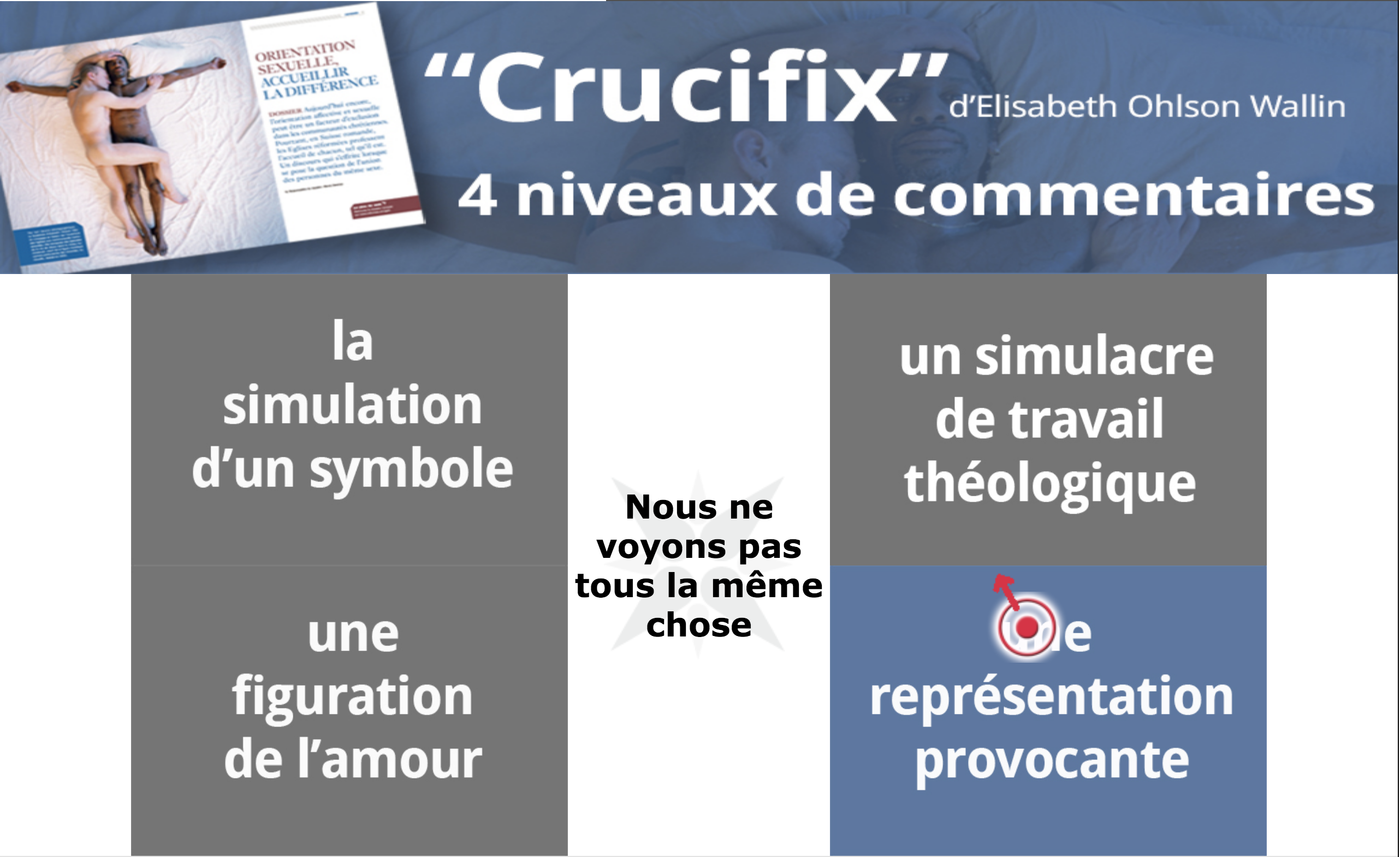 Capture d'écran du contactGPS sur la photographie "Crucifix" d'Elisabeth Ohlson Wallin / © Réformés.ch