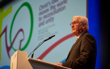 Discours d’ouverture du président allemand Frank-Walter Steinmeier pour la 11e assemblée du Conseil œcuménique des Églises (COE) à Karlsruhe / COE/Albin Hillert